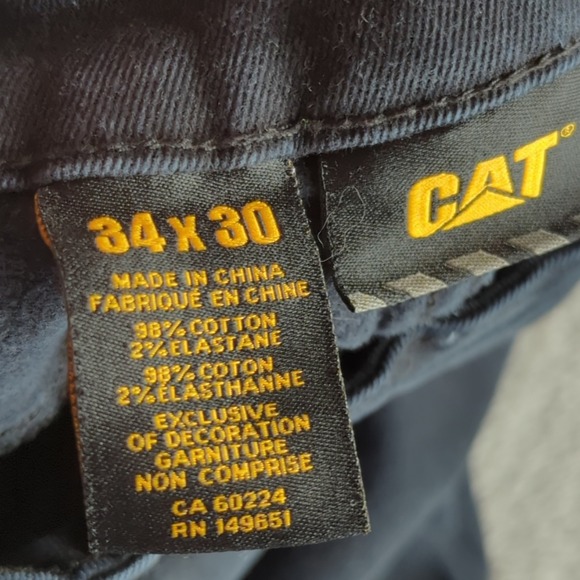 Caterpillar Carpenter Pants Mens 34x30 Navy Blue Faded Relaxed Fit Stretch - Picture 11 of 12